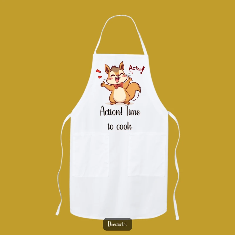 Funny Squirrel Director Apron: Cook Up a Storm with Action! Perfect Humorous Gift