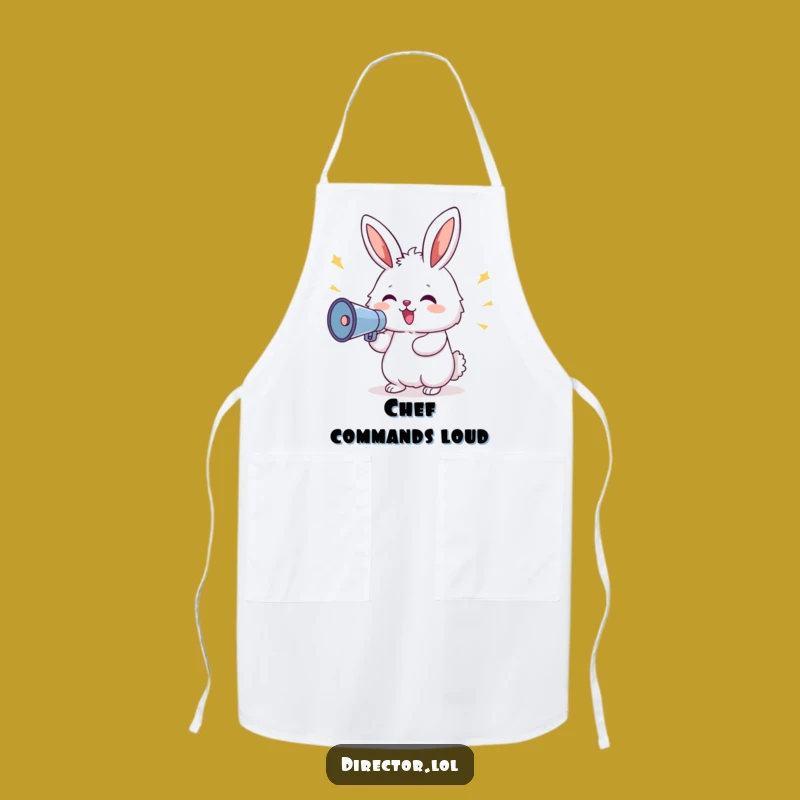 Funny Bunny Megaphone Apron: Kitchen Bunny Shouting Commands, Hilarious Chef Gift