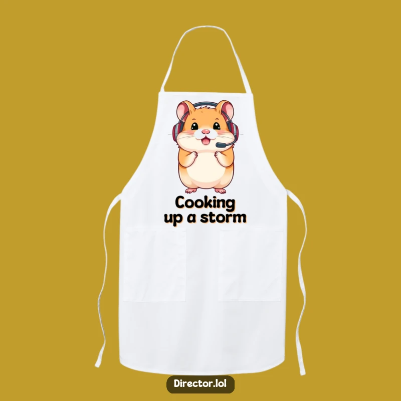 Funny Hamster Gamer Apron: Cook Up Wins with Your Headset