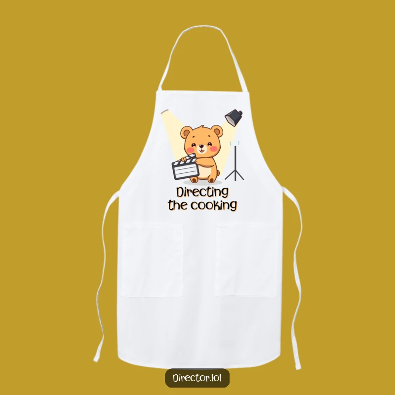 Funny Bear Cub Director Apron: Hilarious Chef's Movie Night Gift