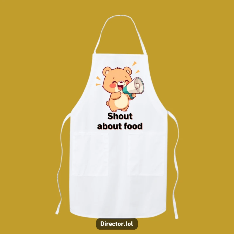 Funny Bear Cub Megaphone Apron: Cook with Joyful Noise, a Hilarious Gift