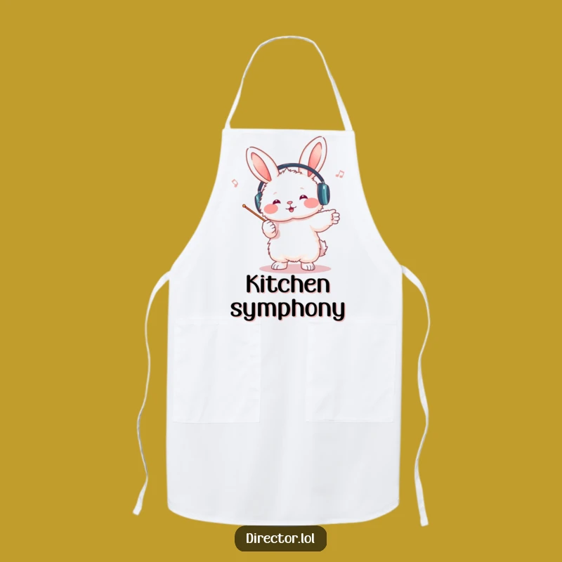 Funny Bunny Conductor Apron: Hilarious Chef's Gift for Musical Kitchen Maestros