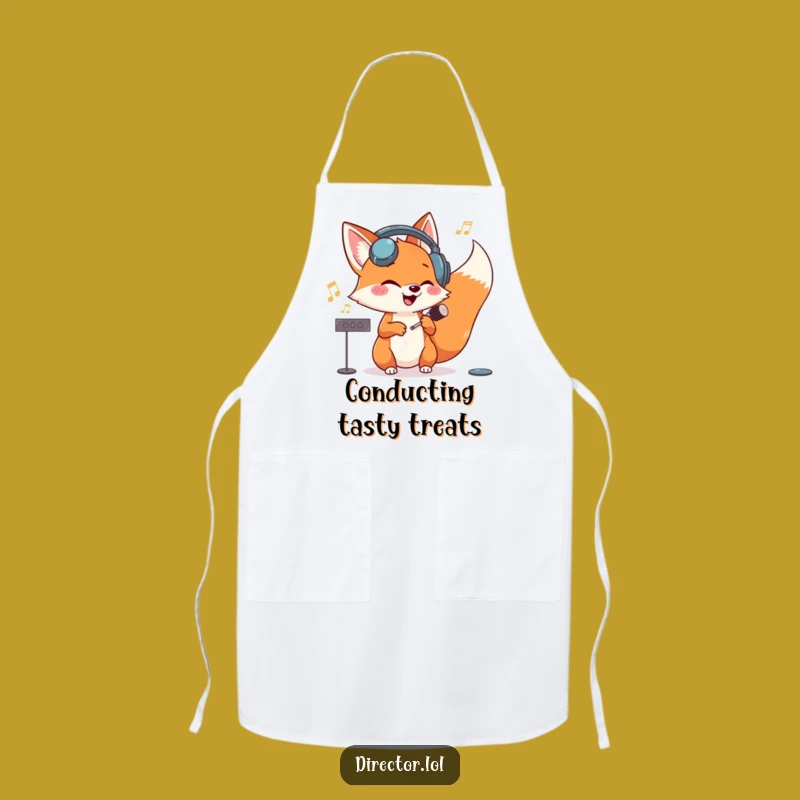 Funny Fox Conductor Apron: Chef's Musical Maestro Kitchen Gift