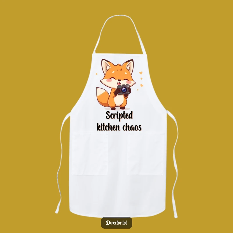 Funny Fox Director Apron: Kitchen Fox with Script & Camera, Hilarious Chef Gift