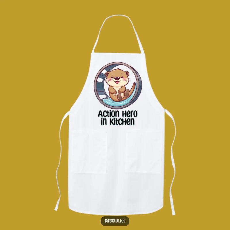 Funny Giggling Otter Film Reel Apron - Hilarious Kitchen Accessory for Movie Fans