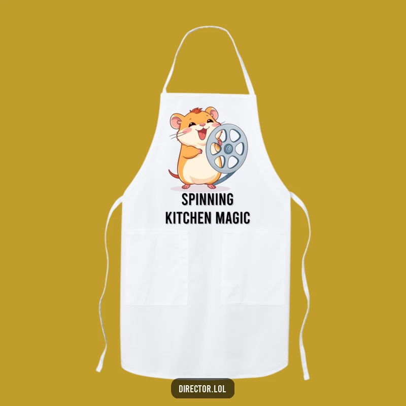 Funny Hamster Film Reel Apron: Kitchen Hamster Spinning Reel, Hilarious Chef Gift