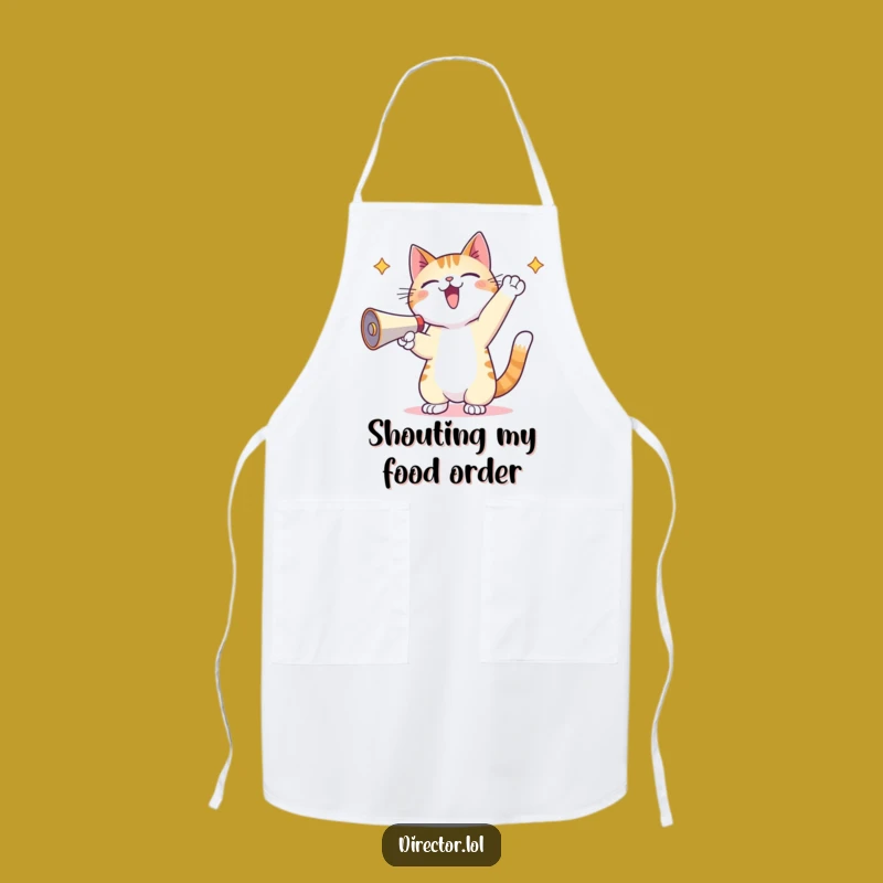 Funny Kawaii Cat Megaphone Apron - Cook Up Some Noise in the Kitchen