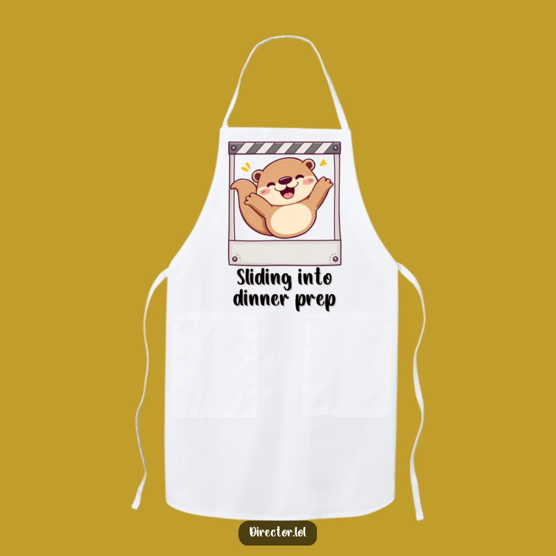 Funny Otter Chef Apron: Joyful Filmmaker Otter Cooking Up Cinematic Delights!