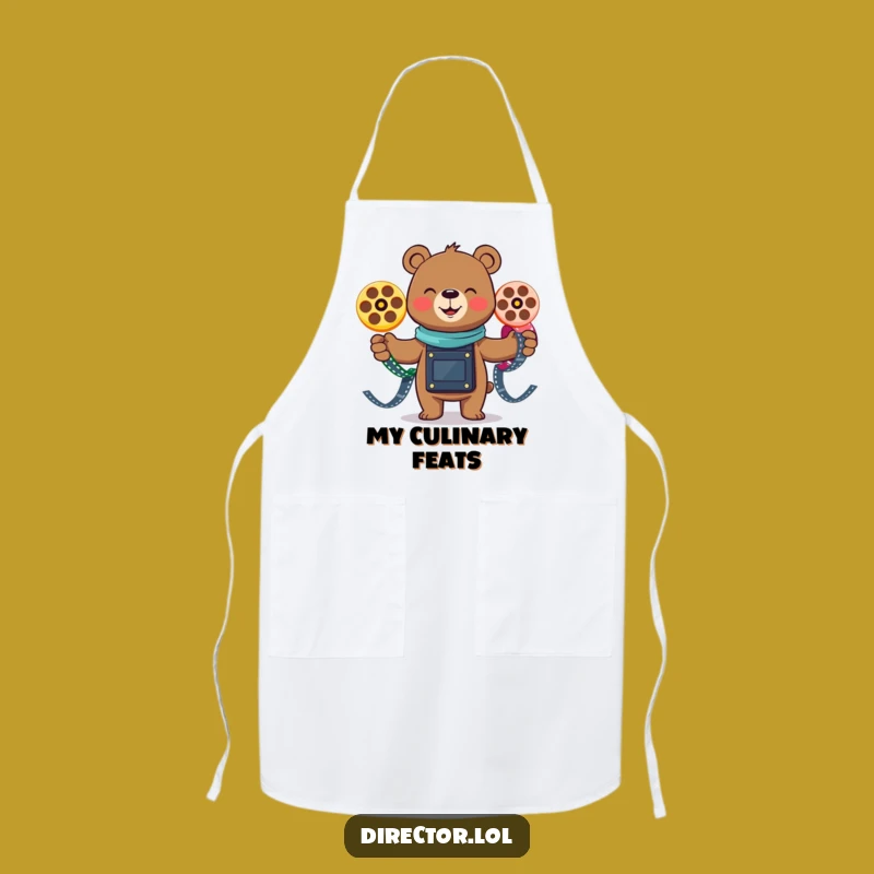 Funny Smiling Bear Juggling Apron: Creative Kitchen Wear for Film Fans