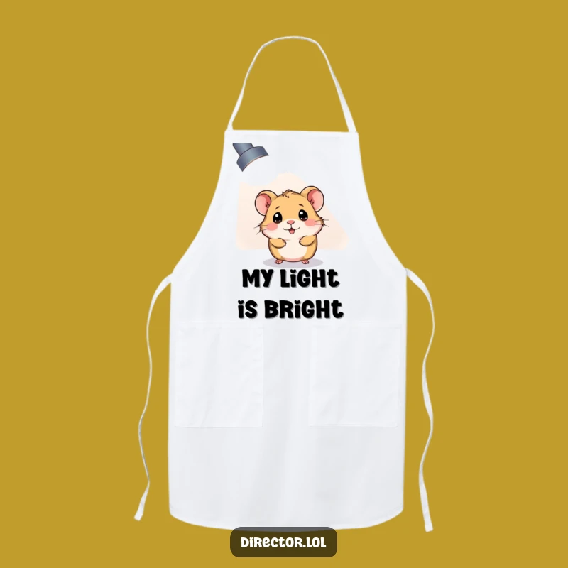 Funny Curious Hamster Spotlight Apron: Chef's Starry-Eyed Companion Gift