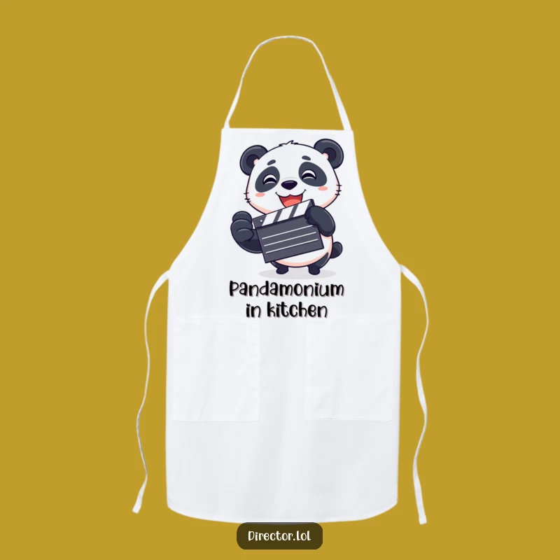 Funny Panda Clapboard Apron: Get Ready to Cook Up Some Cinematic Fun!