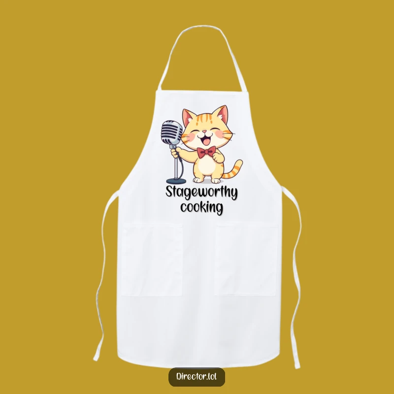Funny Cat Microphone Apron: Hilarious Chef's Gift for Singing Kitchen Stars