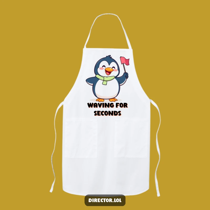 Funny Penguin Flag Apron - Cook with a Smile and Waving Fun