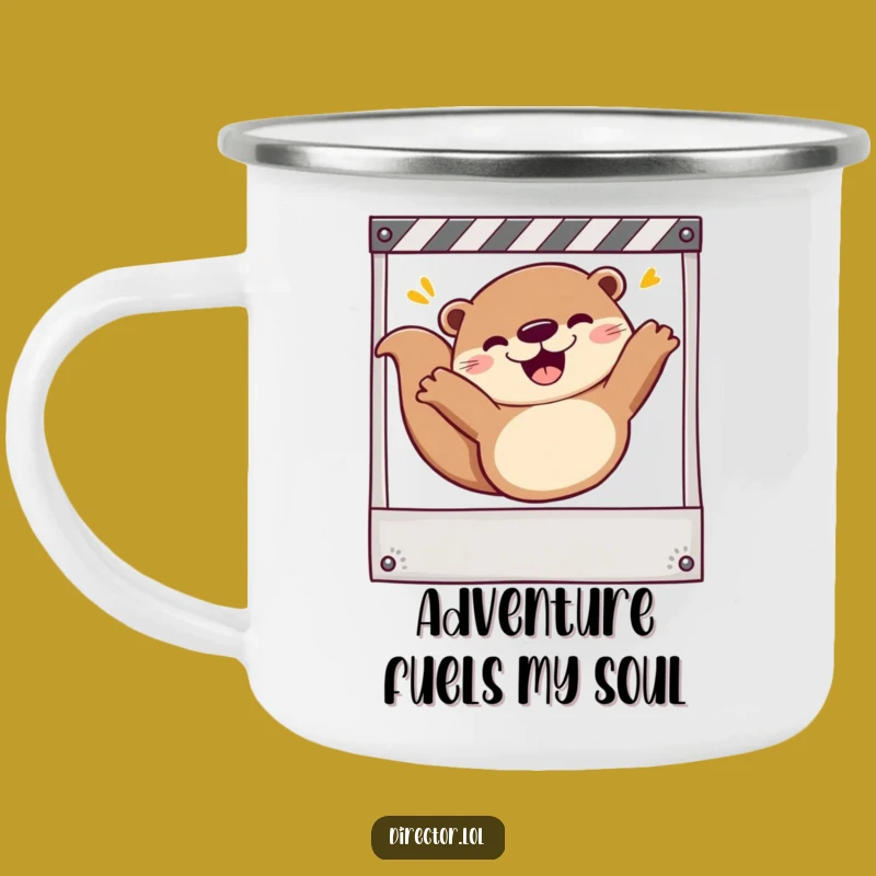 Adventure-Ready Funny Otter Camping Mug: Hilarious Filmmaker Otter's Trailside Cheer!