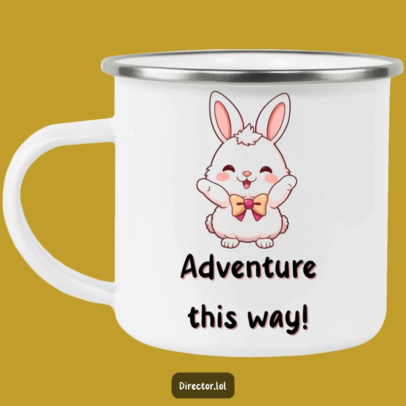 Funny Bunny Bowtie Camping Mug: Durable & Humorous Outdoor Companion