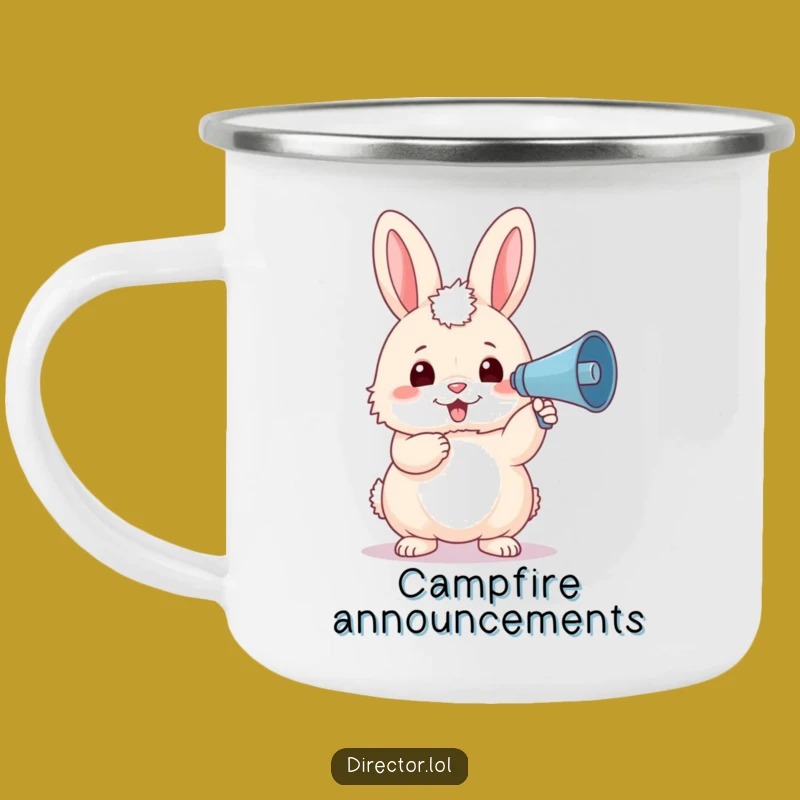 Funny Bunny Megaphone Camping Mug: Outdoor Fluffy Creator Drinkware Gift