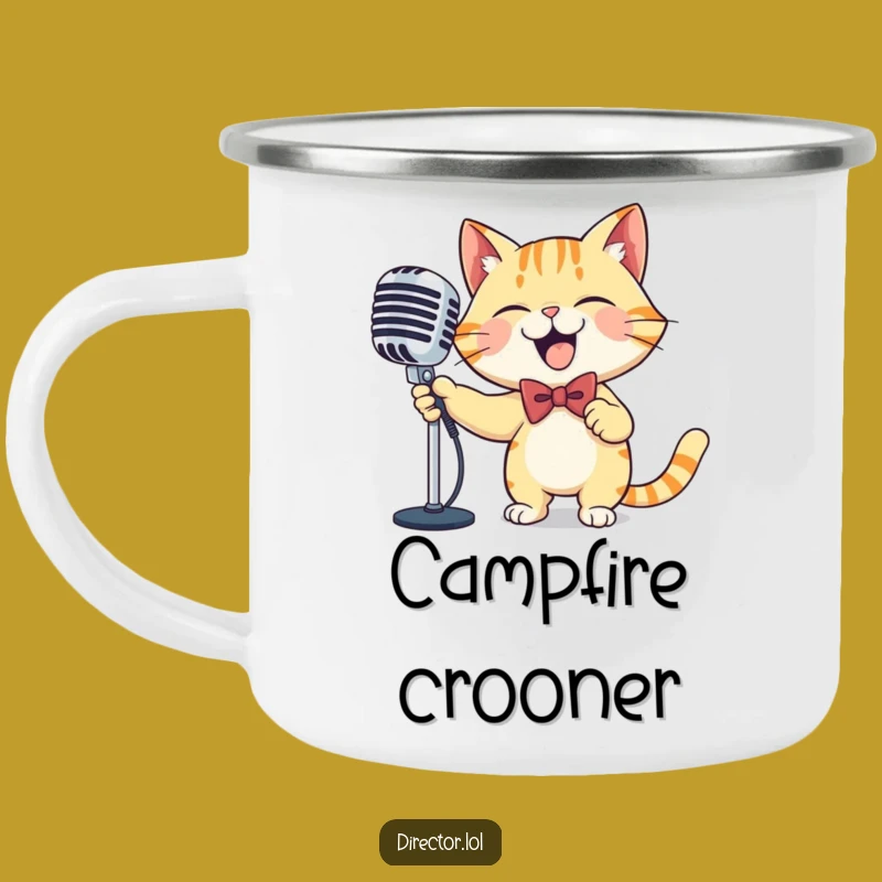 Funny Cat Microphone Camping Mug: Hilarious Outdoorsy Singer Gift
