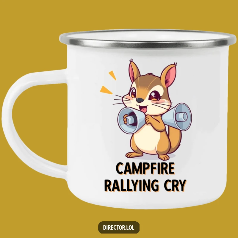 Funny Squirrel Megaphone Camping Mug - Enamel Action Cup Gift