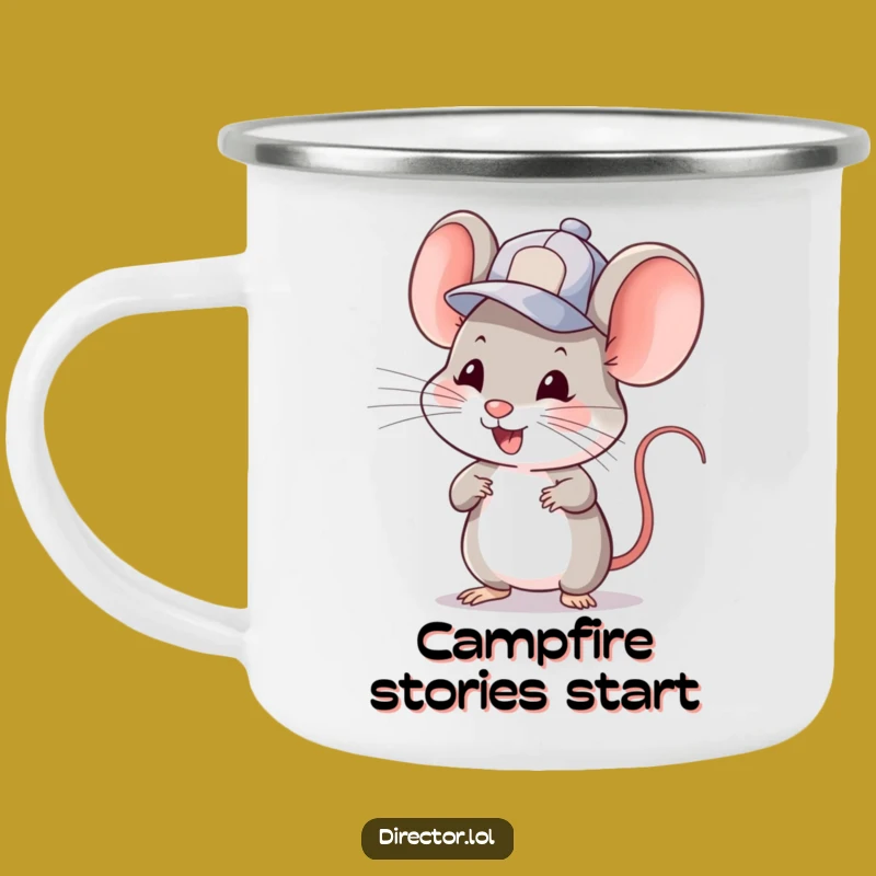 Funny Mouse Cuer Camping Mug: Adventure Ready with this Enthusiastic Friend