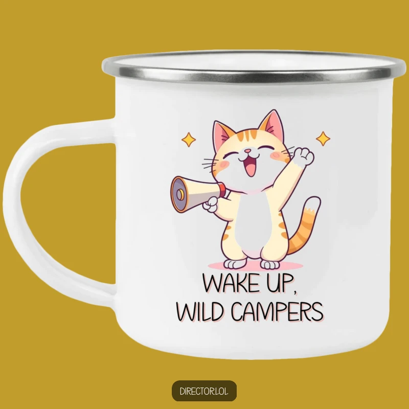 Durable Funny Kawaii Cat Megaphone Camping Mug - Adventures and Loud Cheers