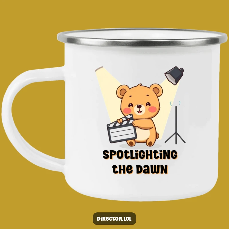 Funny Bear Cub Director Camping Mug: Durable and Hilarious Outdoor Movie Gift