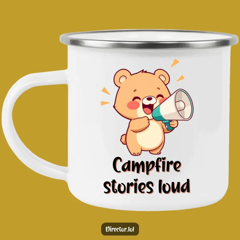Funny Bear Cub Megaphone Camping Mug: Roar Around the Fire, a Hilarious Gift