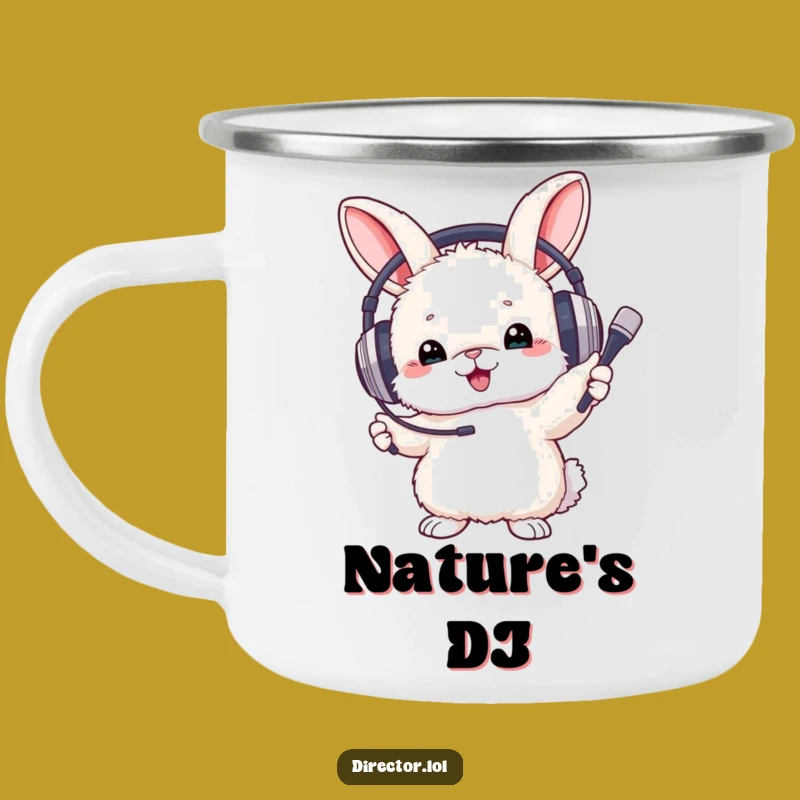 Funny Bunny Conductor Camping Mug: Fluffy Bunny, Music Adventure Gift