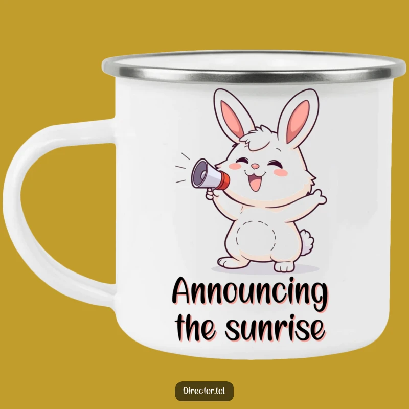 Funny Bunny Megaphone Camping Mug: Durable and Hilarious Outdoor Cheer Gift