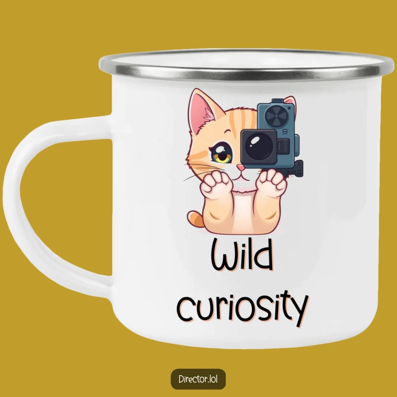 Funny Cat Camera Camping Mug: Your Adventurous Companion for Outdoor Movie Nights!