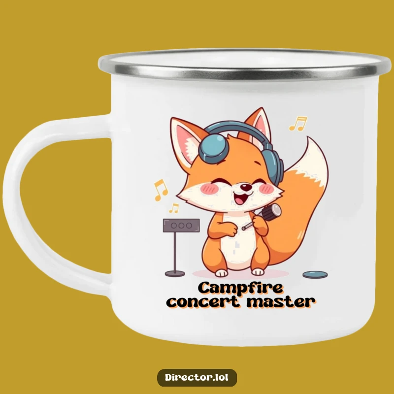 Funny Fox Conductor Camping Mug: Outdoor Maestro Drinkware Gift