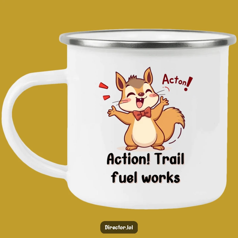 Funny Squirrel Director Camping Mug: Action Around the Campfire! Humorous Gift