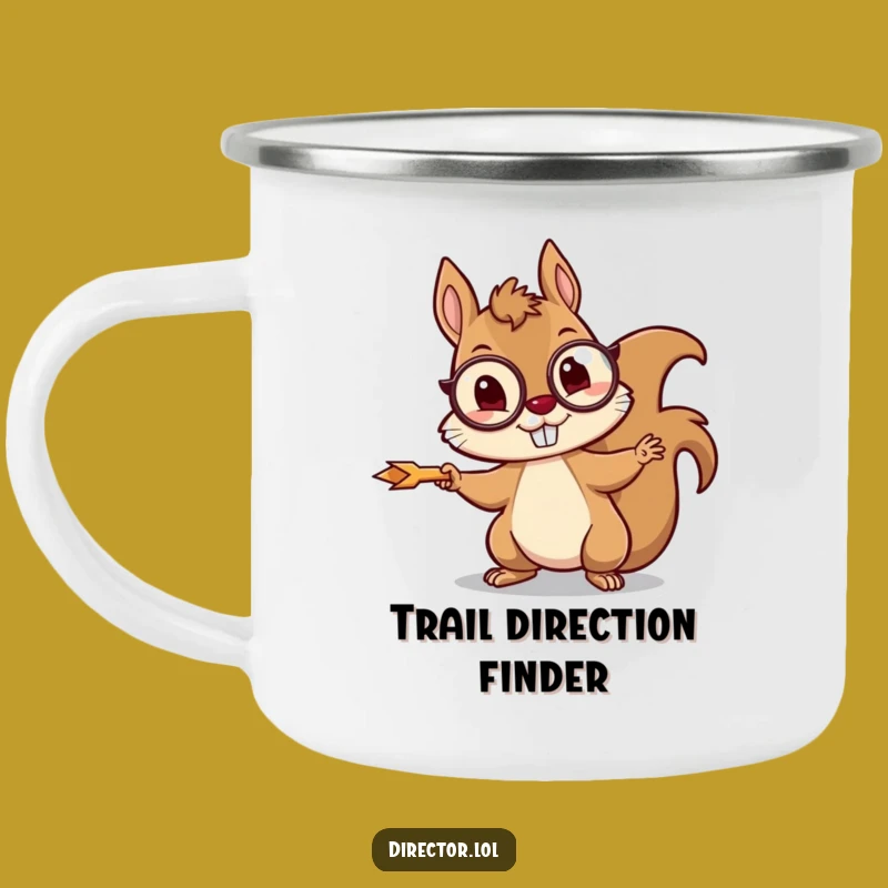 Funny Squirrel Director Camping Mug: Outdoor Navigation Fun