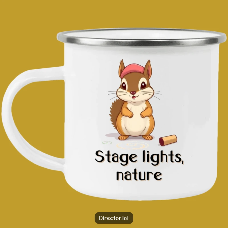 Funny Squirrel Beret Camping Mug: The Trailblazing Thespian Rodent Gift
