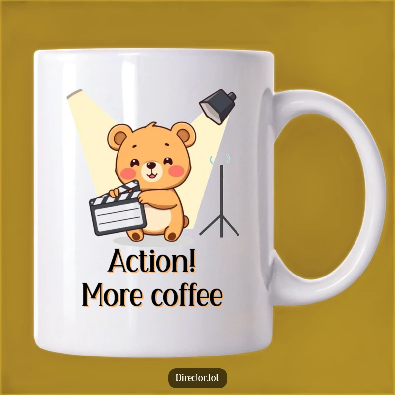 Funny Bear Cub Spotlight Mug: Director's Cut Gift for Movie Buffs