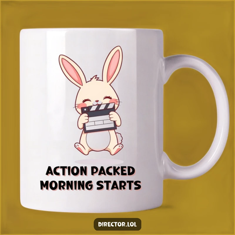 Funny Bunny Director Mug: Action! Perfect Gift for Joyful Movie Fans!