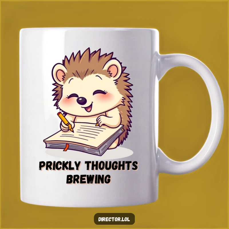 Funny Giggling Hedgehog Notepad Mug: Hilarious Writer's Gift for Busy Bees