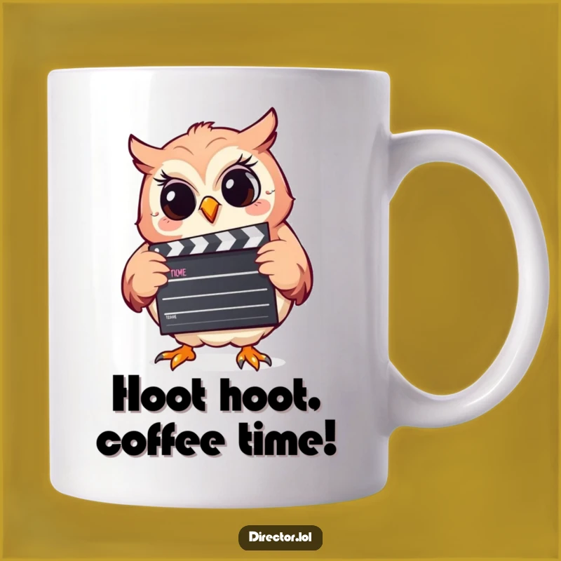Funny Giggling Owl Clapperboard Mug: The Perfect Gift for a Laughing Director