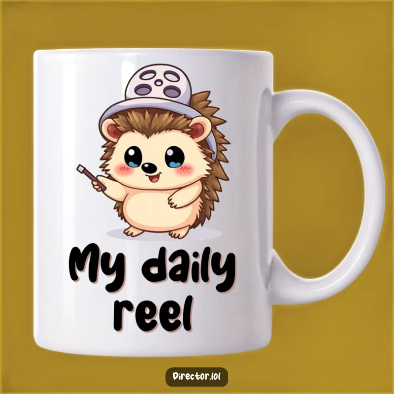Funny Hedgehog Director Mug: Hilarious Filmmaker's Gift for Movie Buffs