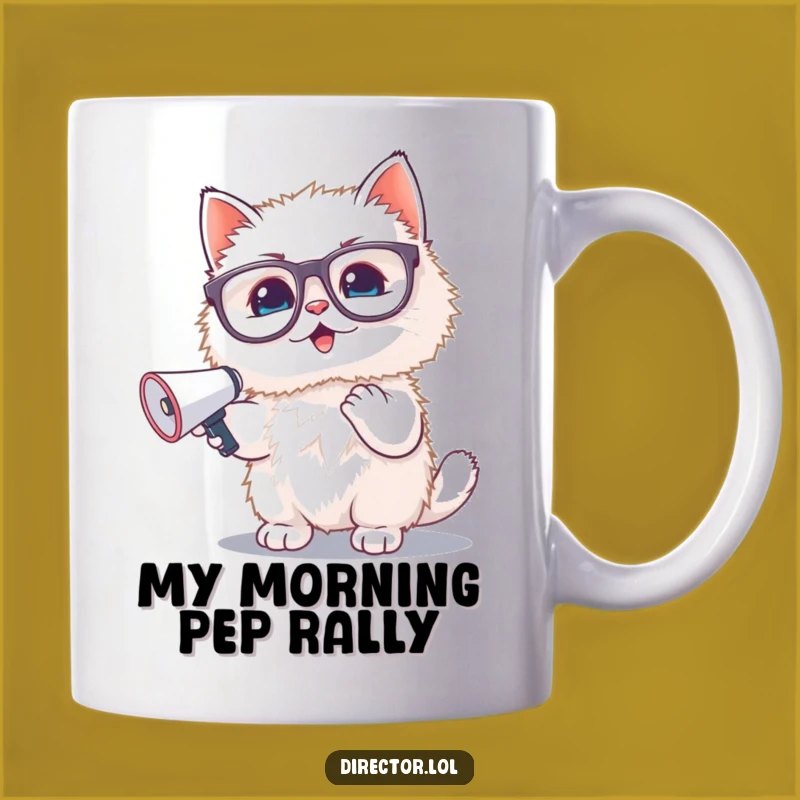 Funny Kitten Megaphone Mug: Adorable Fluffy Cat Glasses Gift for Her