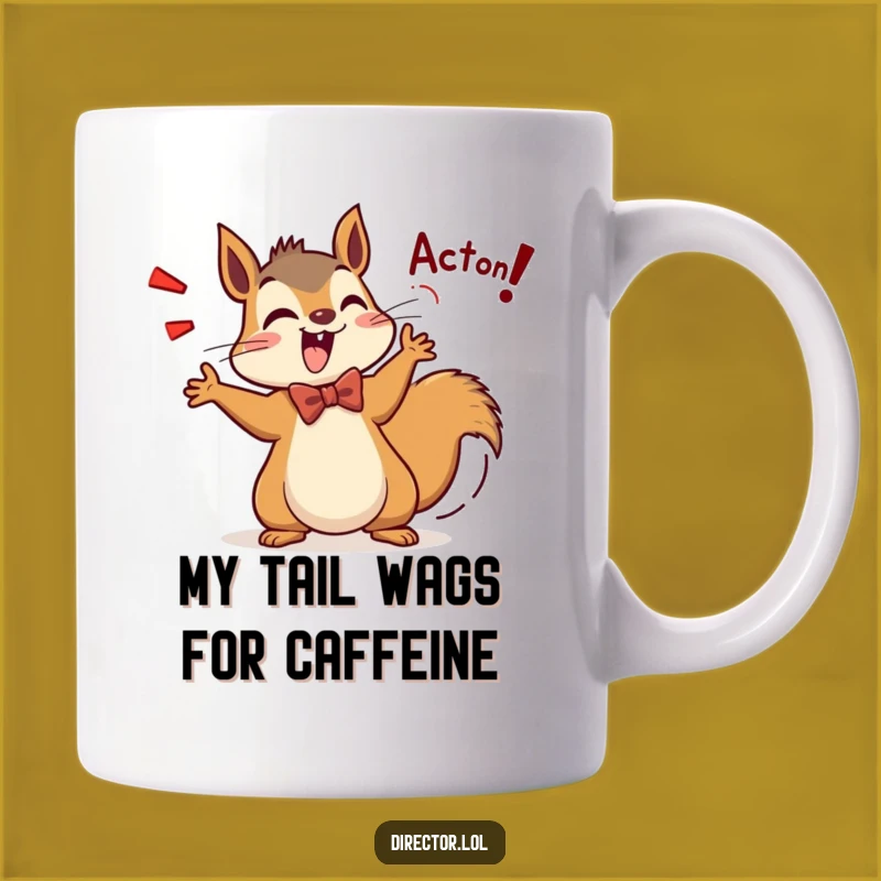 Funny Squirrel Director Mug: Action! Perfect Gift for Film Buffs & Animal Lovers