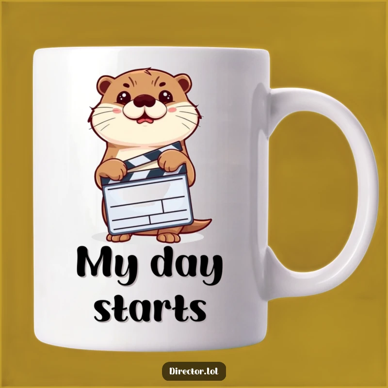 Funny Determined Otter Mug, Hilarious Movie Clapper Gift for Film Fans