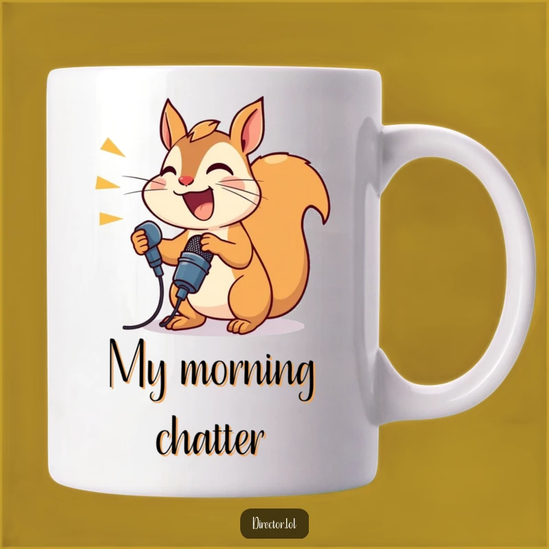 Funny Joyful Squirrel Mug, Hilarious Announcer Gift for Talkative Folks