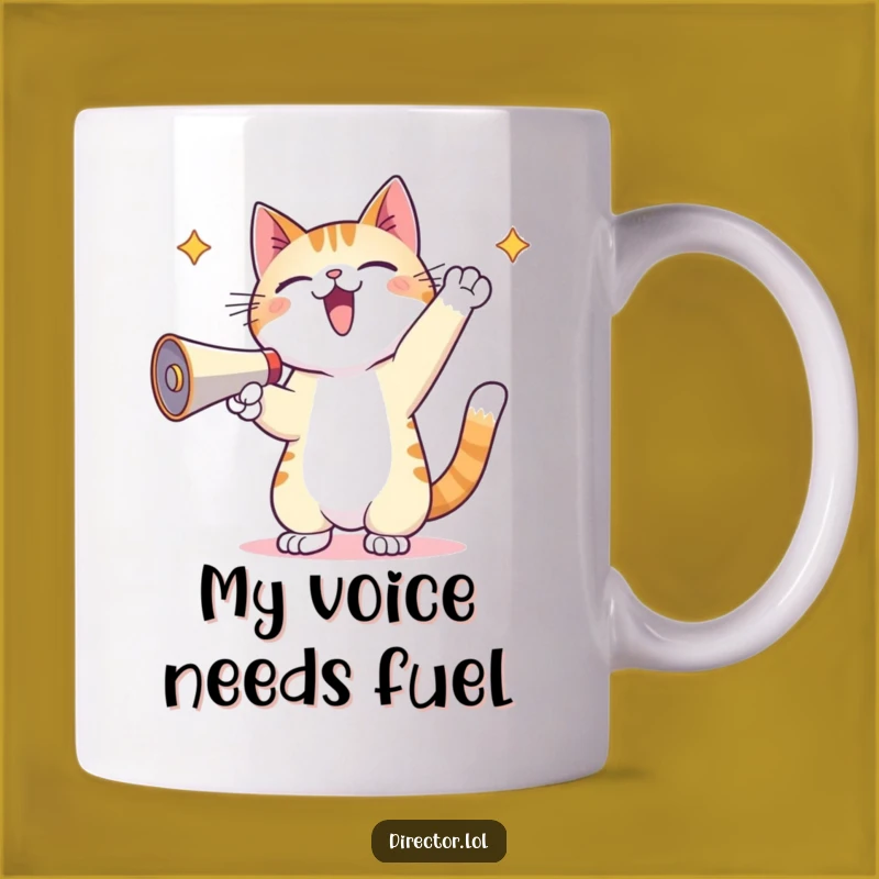 Funny Kawaii Cat Megaphone Mug - Hilarious Cat Lover Gift for Loud Friends