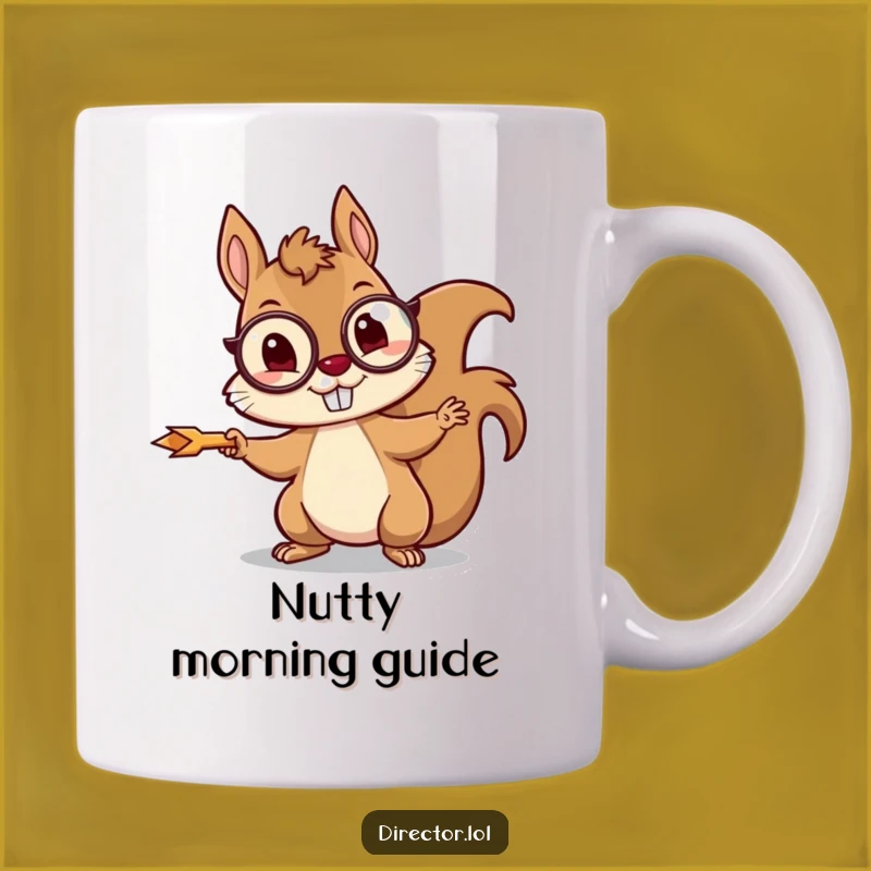 Funny Squirrel Director Mug: Monocled Navigator with Arrow Gift