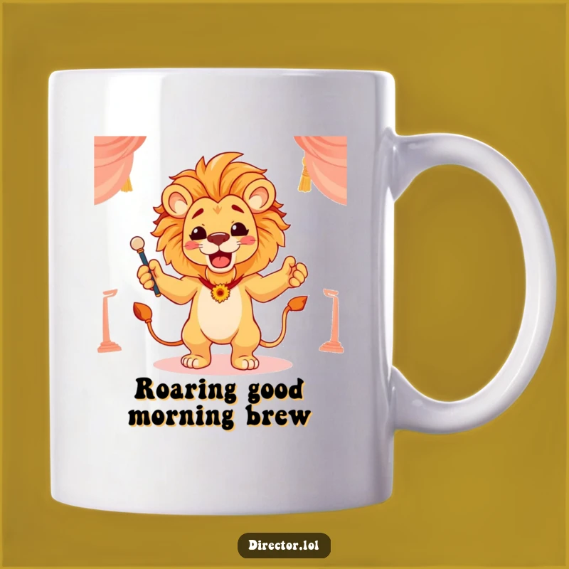 Funny Lion Conductor Mug: Proudly Directing Scenes with Roaring Flair