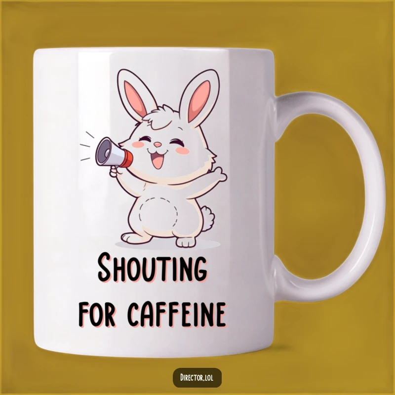 Funny Bunny Megaphone Mug: Enthusiastic Leader Gift for Party Lovers