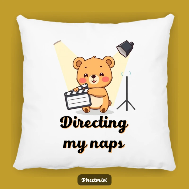 Funny Bear Cub Director Pillow: Soft and Hilarious Movie Accent Pillow, Great Gift