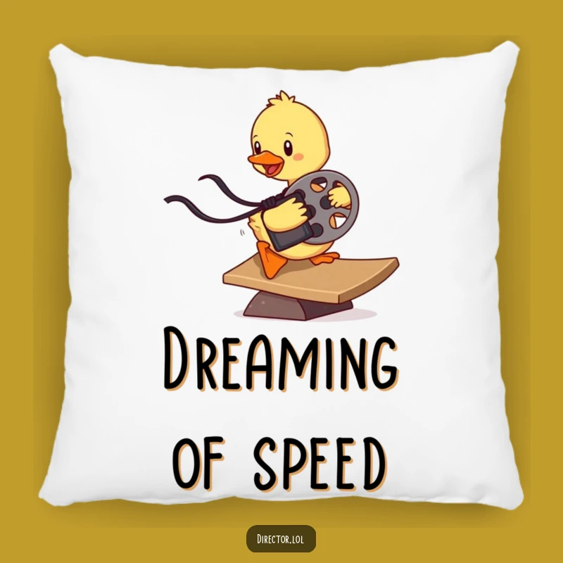 Funny Determined Duckling Film Pillow: Cozy Cushion with Cinematic Charm