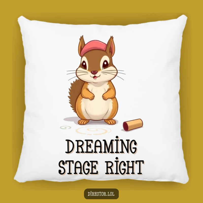 Funny Squirrel Beret Pillow: Comfy Thespian Rodent Accent for Your Couch Gift