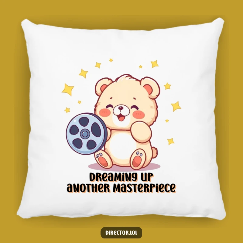 Funny Bear Cub Filmmaker Pillow: Add Whimsy to Your Couch & Your Dreams!